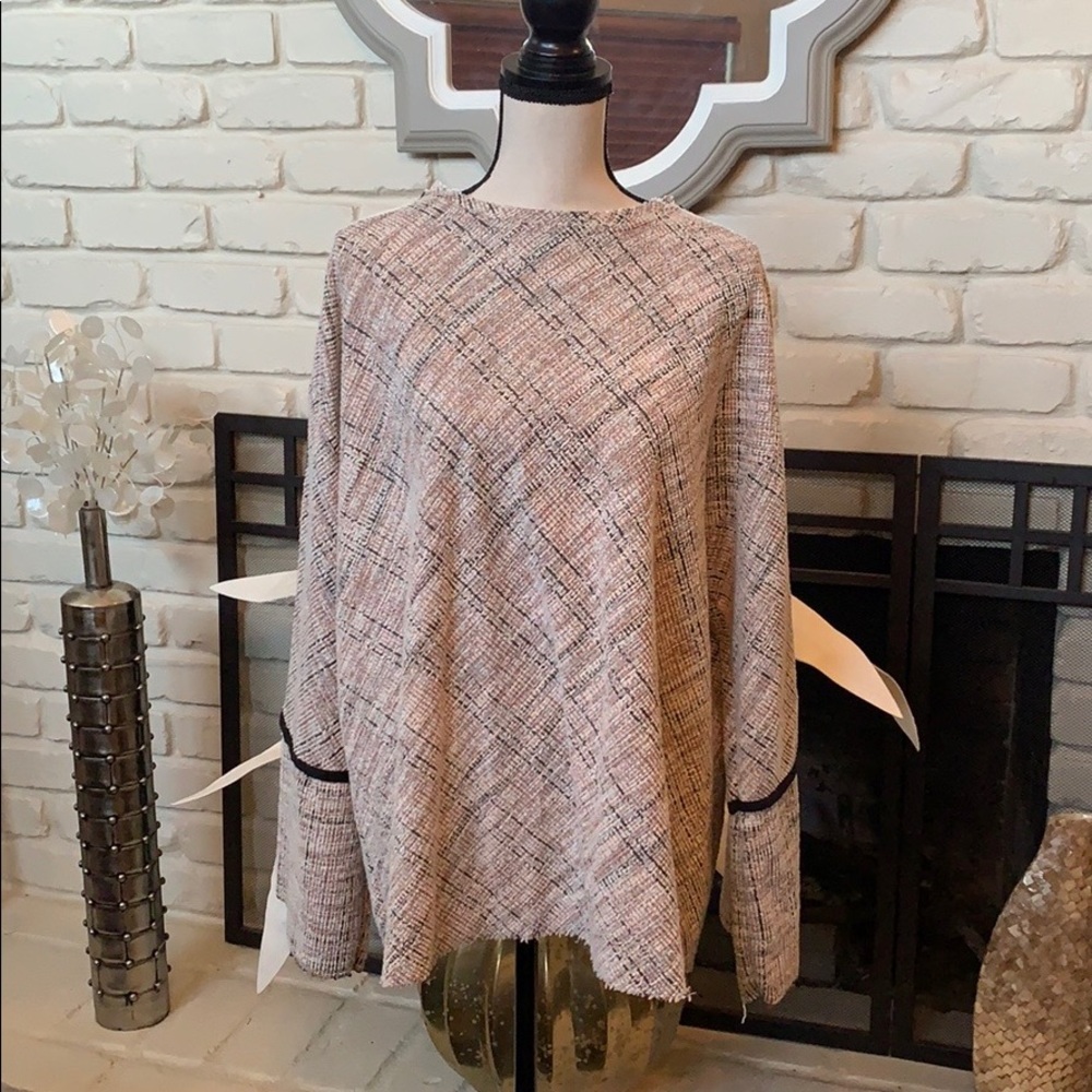ZARA trafaluc tweed style blouse in multi colors!